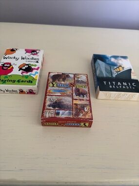 NWOT Lot of 3 Souvenir Playing Cards: Titanic, Woolly Sheep & Yellowstone